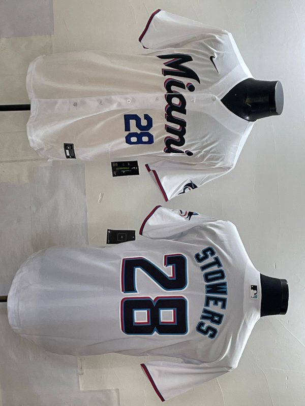 2025 Miami Marlins #28 Stowers white Nike MLB Jersey 003
